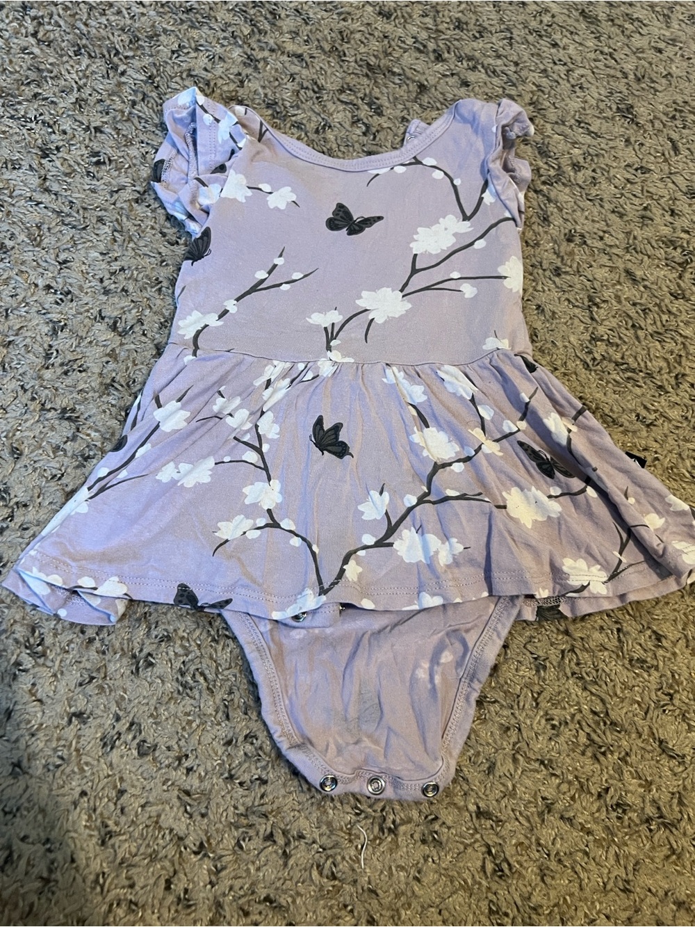 Kyte Baby Lilac Floral One-Piece Bodysuit with Butterfly Print